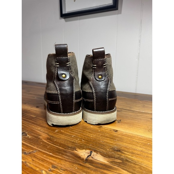 Lucky‎ Brand Men's Brown Leather + Canvas Moc Toe Lace Up Work Style Boots 10.5 - Picture 6 of 12